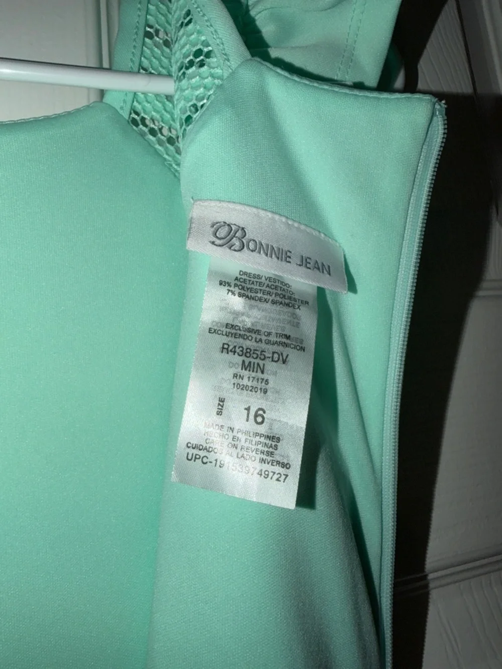 Bonnie Jean Mint Green Handkerchief Hem Girls Dress - Picture 7 of 8